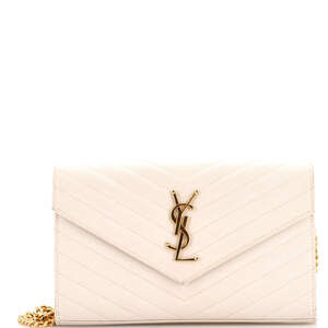 Saint Laurent Medium Classic Monogram Wallet on Chain Matelasse Chevron Leather